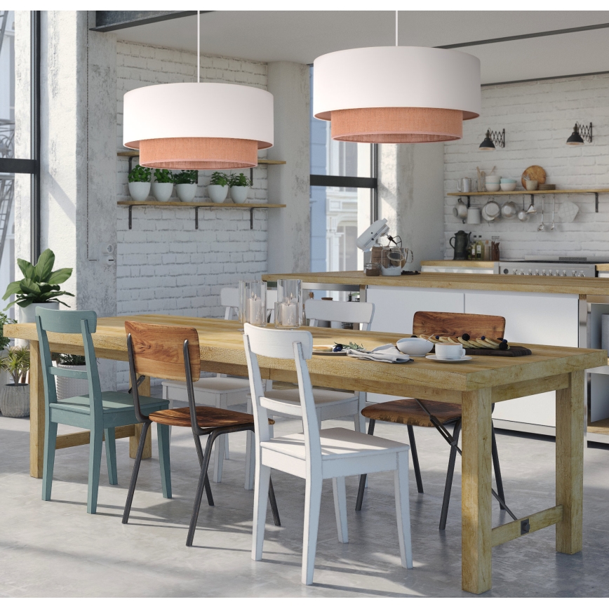 Duolla - Lámpara colgante BOHO 2xE27/15W/230V beige/marrón