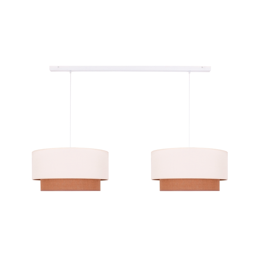Duolla - Lámpara colgante BOHO 2xE27/15W/230V beige/marrón