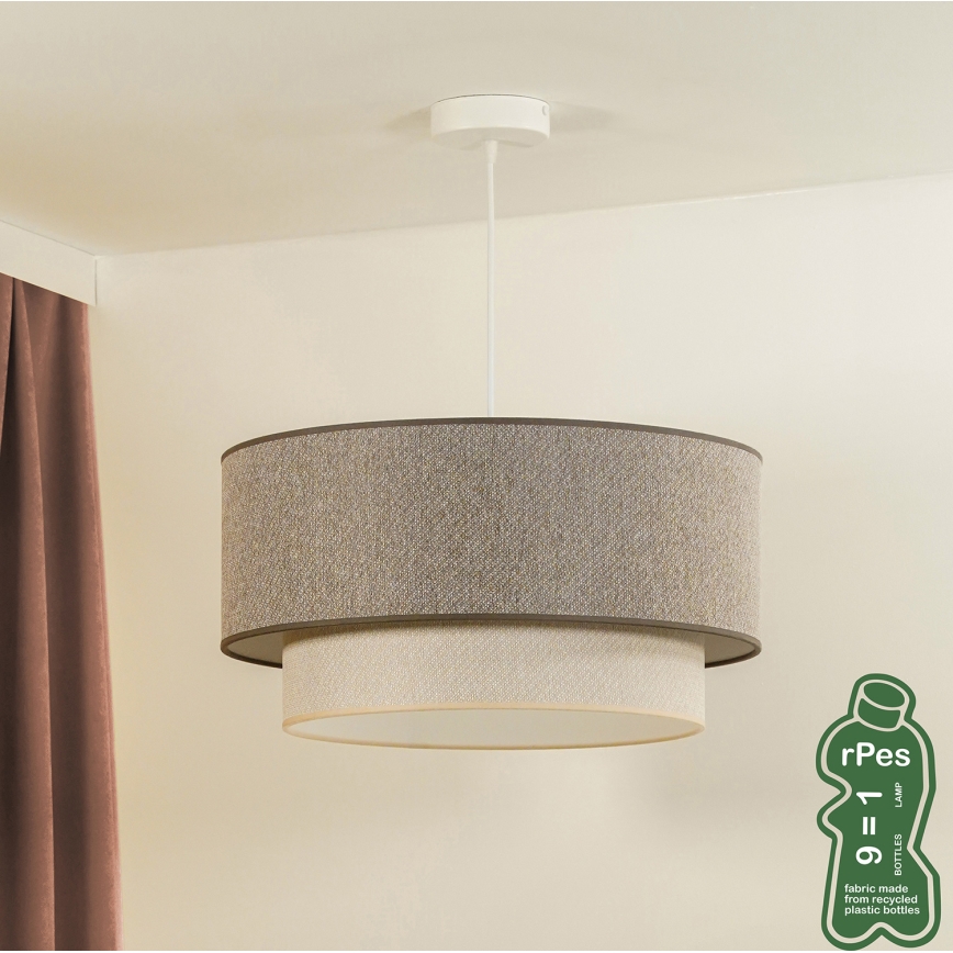 Duolla - Lámpara colgante BOHO ECO RECYCLING 1xE27/15W/230V diá. 45 cm marrón/color crema