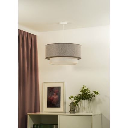 Duolla - Lámpara colgante BOHO ECO RECYCLING 1xE27/15W/230V diá. 45 cm marrón/color crema