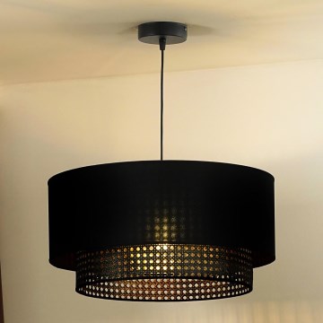 Duolla - Lámpara colgante BOHO RATTAN 1xE27/15W/230V diá. 45 cm negro