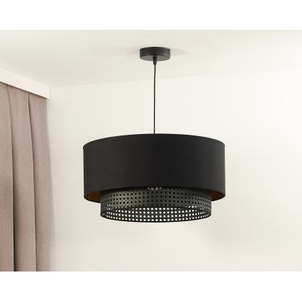 Duolla - Lámpara colgante BOHO RATTAN 1xE27/15W/230V diá. 45 cm negro