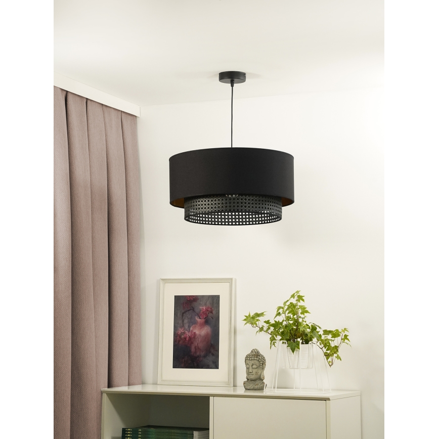 Duolla - Lámpara colgante BOHO RATTAN 1xE27/15W/230V diá. 45 cm negro