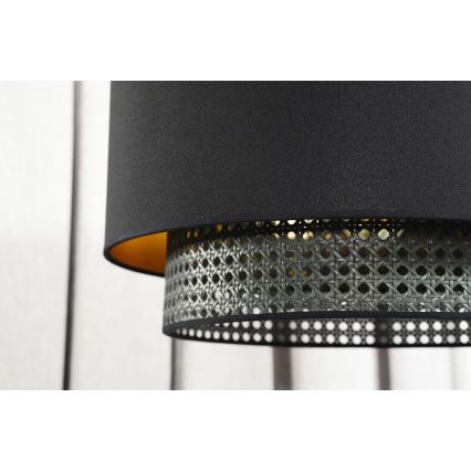 Duolla - Lámpara colgante BOHO RATTAN 1xE27/15W/230V diá. 45 cm negro