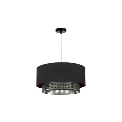 Duolla - Lámpara colgante BOHO RATTAN 1xE27/15W/230V diá. 45 cm negro