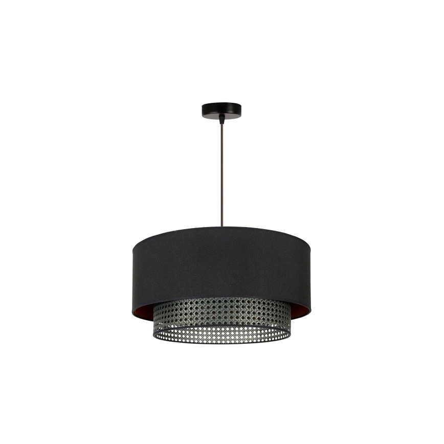 Duolla - Lámpara colgante BOHO RATTAN 1xE27/15W/230V diá. 45 cm negro