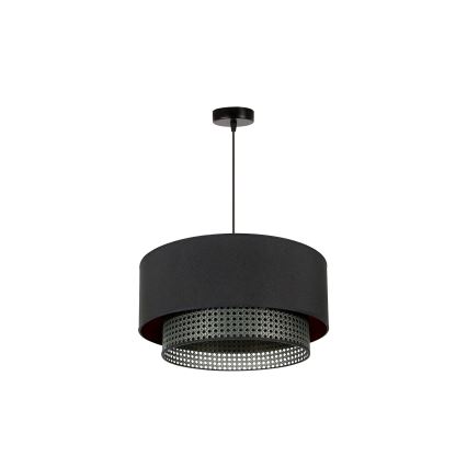 Duolla - Lámpara colgante BOHO RATTAN 1xE27/15W/230V diá. 45 cm negro