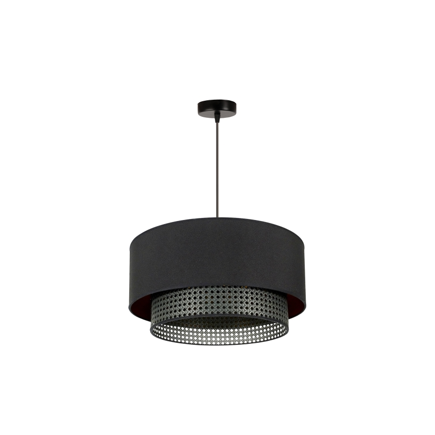 Duolla - Lámpara colgante BOHO RATTAN 1xE27/15W/230V diá. 45 cm negro