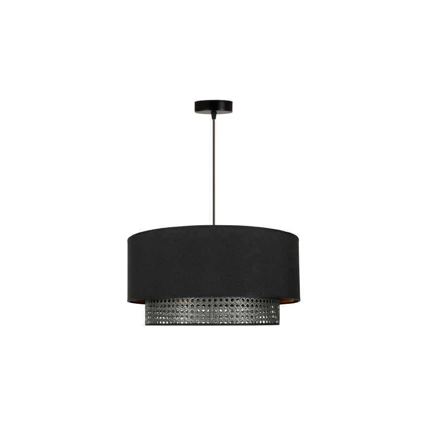 Duolla - Lámpara colgante BOHO RATTAN 1xE27/15W/230V diá. 45 cm negro