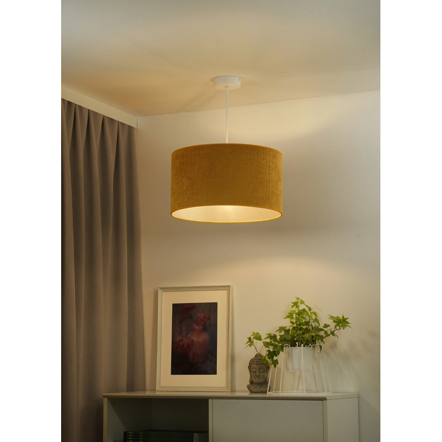 Duolla - Lámpara colgante CORDUROY 1xE27/15W/230V diá. 40 cm amarillo