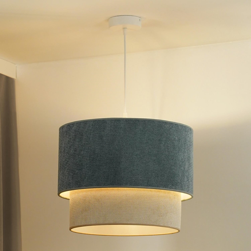 Duolla - Lámpara colgante CORDUROY 1xE27/15W/230V diá. 40 cm azul/beige