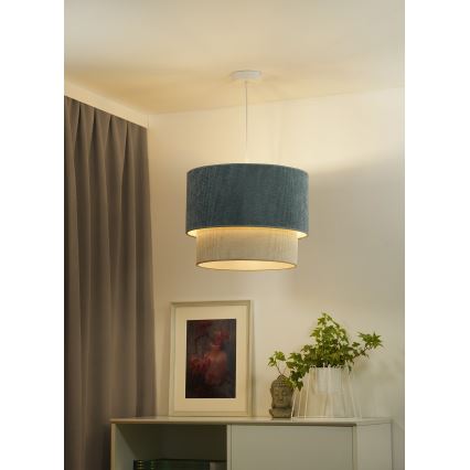 Duolla - Lámpara colgante CORDUROY 1xE27/15W/230V diá. 40 cm azul/beige