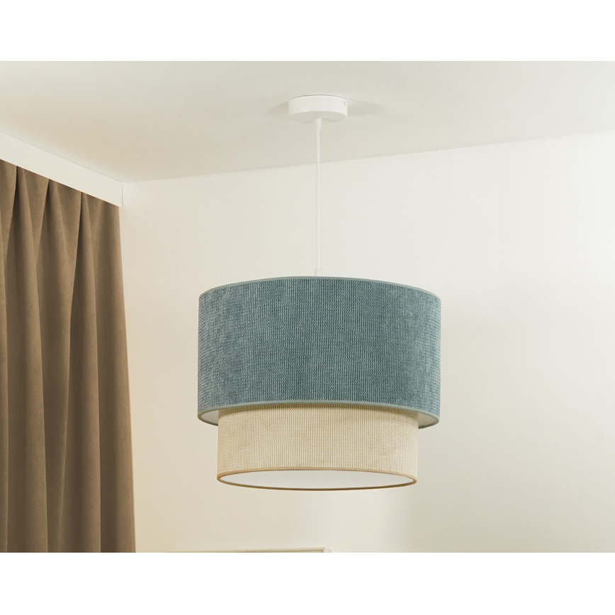 Duolla - Lámpara colgante CORDUROY 1xE27/15W/230V diá. 40 cm azul/beige