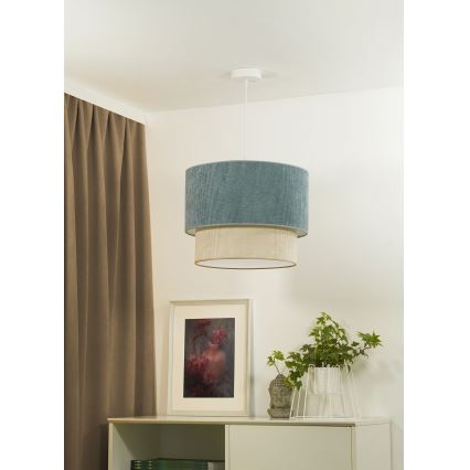 Duolla - Lámpara colgante CORDUROY 1xE27/15W/230V diá. 40 cm azul/beige