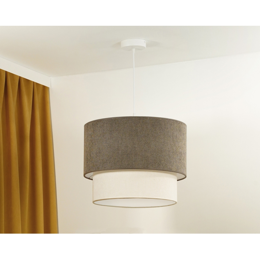 Duolla - Lámpara colgante CORDUROY 1xE27/15W/230V diá. 40 cm marrón/color crema