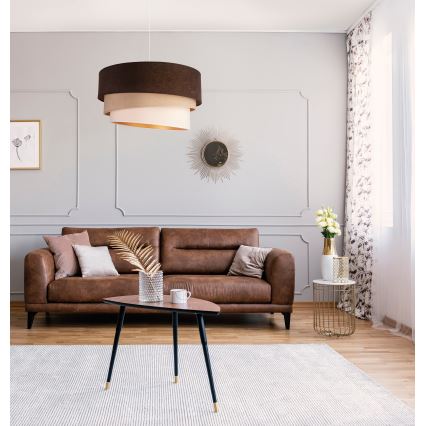 Duolla - Lámpara colgante DEVON 1xE27/40W/230V diá. 45 cm marrón/beige