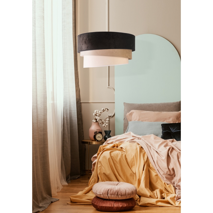 Duolla - Lámpara colgante DEVON 1xE27/40W/230V diá. 45 cm negro/beige