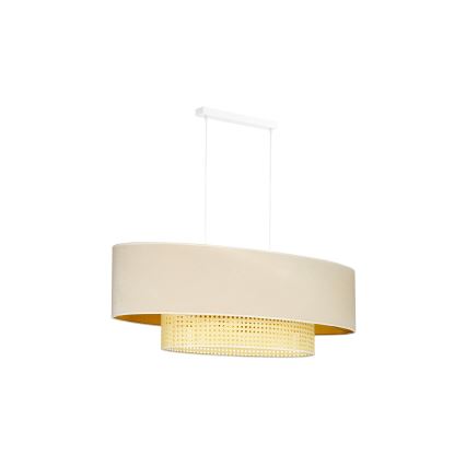 Duolla - Lámpara colgante DOUBLE OVAL RATTAN 2xE27/15W/230V color crema/ratán