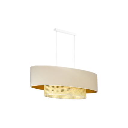 Duolla - Lámpara colgante DOUBLE OVAL RATTAN 2xE27/15W/230V color crema/ratán