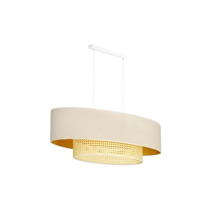 Duolla - Lámpara colgante DOUBLE OVAL RATTAN 2xE27/15W/230V color crema/ratán