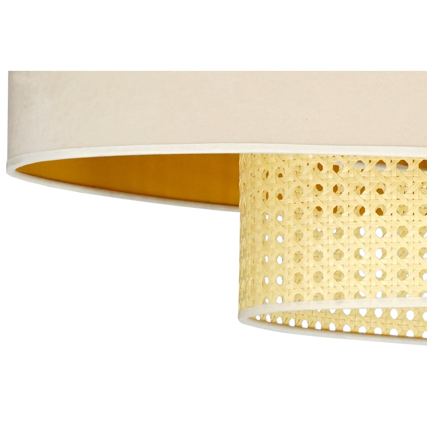 Duolla - Lámpara colgante DOUBLE OVAL RATTAN 2xE27/15W/230V color crema/ratán