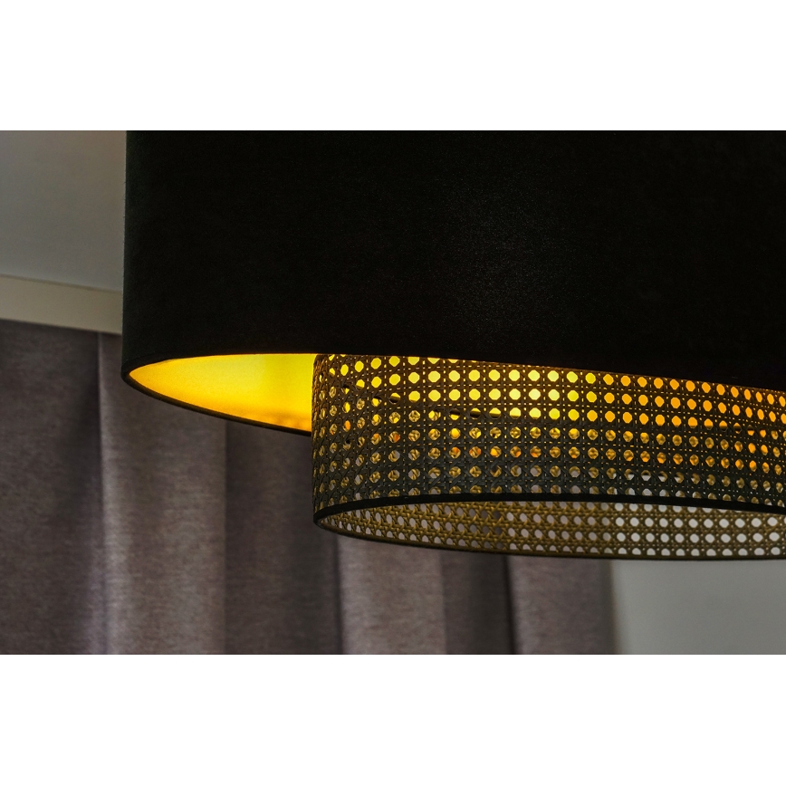 Duolla - Lámpara colgante DOUBLE OVAL RATTAN 2xE27/15W/230V negro/ratán