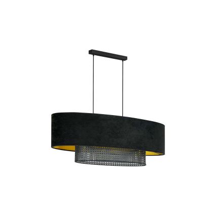 Duolla - Lámpara colgante DOUBLE OVAL RATTAN 2xE27/15W/230V negro/ratán