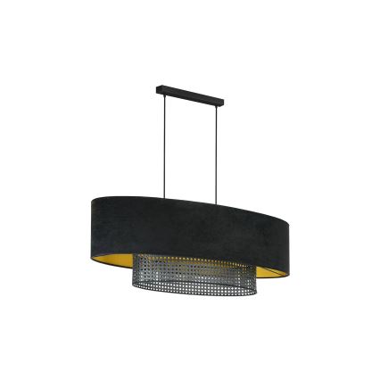 Duolla - Lámpara colgante DOUBLE OVAL RATTAN 2xE27/15W/230V negro/ratán