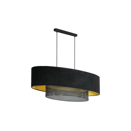 Duolla - Lámpara colgante DOUBLE OVAL RATTAN 2xE27/15W/230V negro/ratán