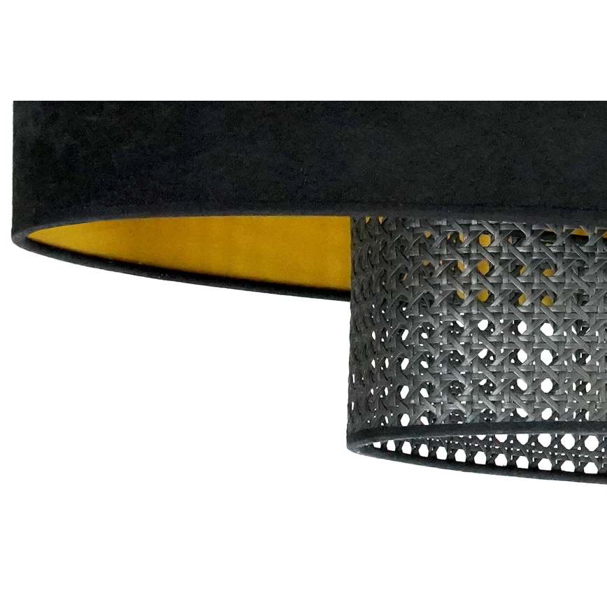 Duolla - Lámpara colgante DOUBLE OVAL RATTAN 2xE27/15W/230V negro/ratán