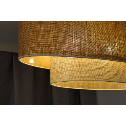 Duolla - Lámpara colgante DOUBLE OVAL YUTE 2xE27/15W/230V marrón/color crema