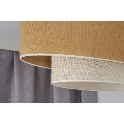 Duolla - Lámpara colgante DOUBLE OVAL YUTE 2xE27/15W/230V marrón/color crema