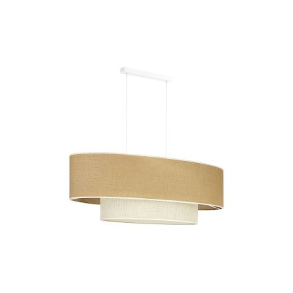 Duolla - Lámpara colgante DOUBLE OVAL YUTE 2xE27/15W/230V marrón/color crema