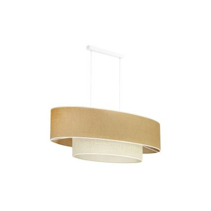 Duolla - Lámpara colgante DOUBLE OVAL YUTE 2xE27/15W/230V marrón/color crema