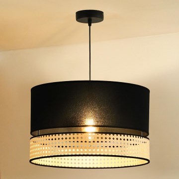 Duolla - Lámpara colgante DOUBLE RATTAN 1xE27/15W/230V diá. 40 cm negro/beige