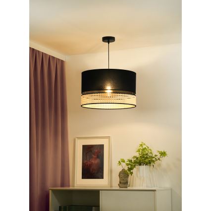 Duolla - Lámpara colgante DOUBLE RATTAN 1xE27/15W/230V diá. 40 cm negro/beige