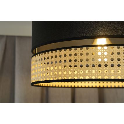 Duolla - Lámpara colgante DOUBLE RATTAN 1xE27/15W/230V diá. 40 cm negro/beige