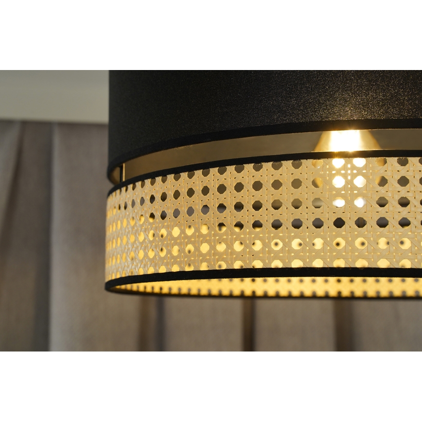 Duolla - Lámpara colgante DOUBLE RATTAN 1xE27/15W/230V diá. 40 cm negro/beige