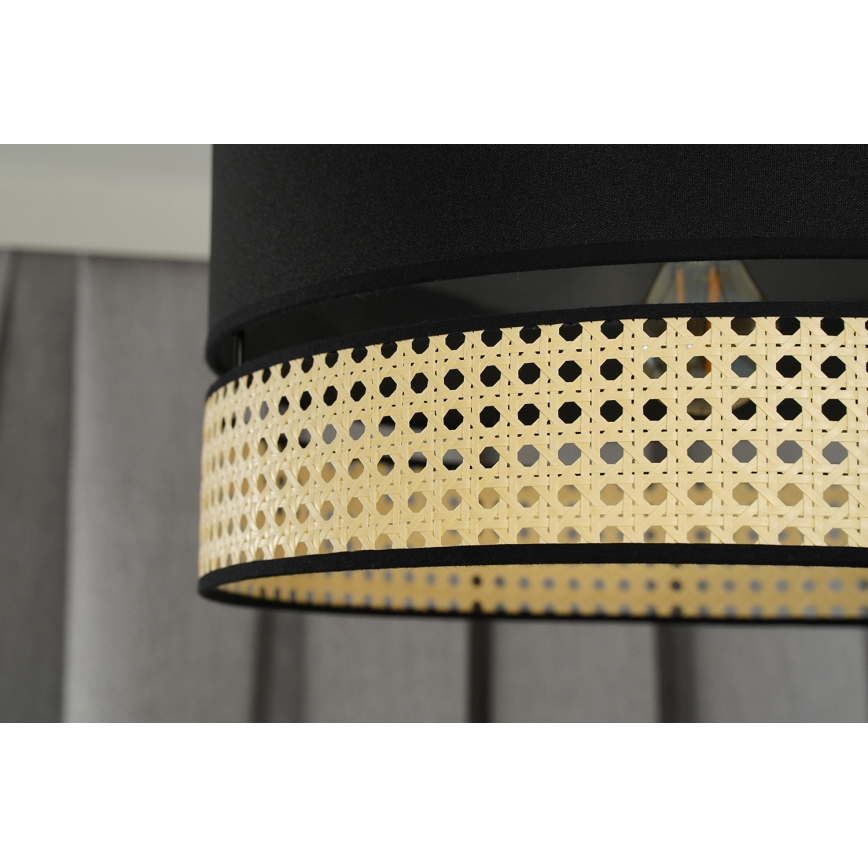 Duolla - Lámpara colgante DOUBLE RATTAN 1xE27/15W/230V diá. 40 cm negro/beige