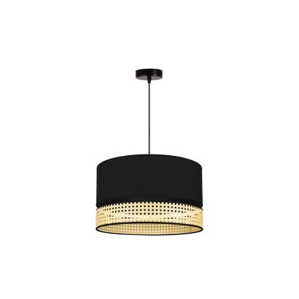 Duolla - Lámpara colgante DOUBLE RATTAN 1xE27/15W/230V diá. 40 cm negro/beige
