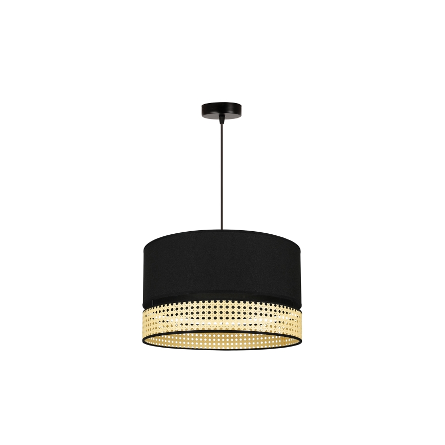Duolla - Lámpara colgante DOUBLE RATTAN 1xE27/15W/230V diá. 40 cm negro/beige