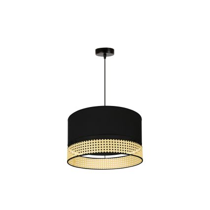 Duolla - Lámpara colgante DOUBLE RATTAN 1xE27/15W/230V diá. 40 cm negro/beige