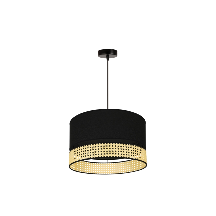 Duolla - Lámpara colgante DOUBLE RATTAN 1xE27/15W/230V diá. 40 cm negro/beige
