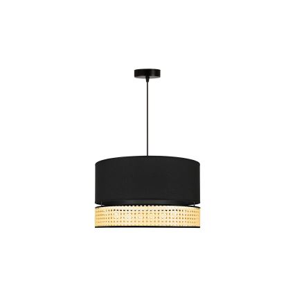 Duolla - Lámpara colgante DOUBLE RATTAN 1xE27/15W/230V diá. 40 cm negro/beige