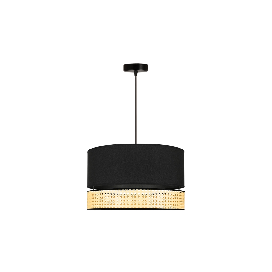 Duolla - Lámpara colgante DOUBLE RATTAN 1xE27/15W/230V diá. 40 cm negro/beige