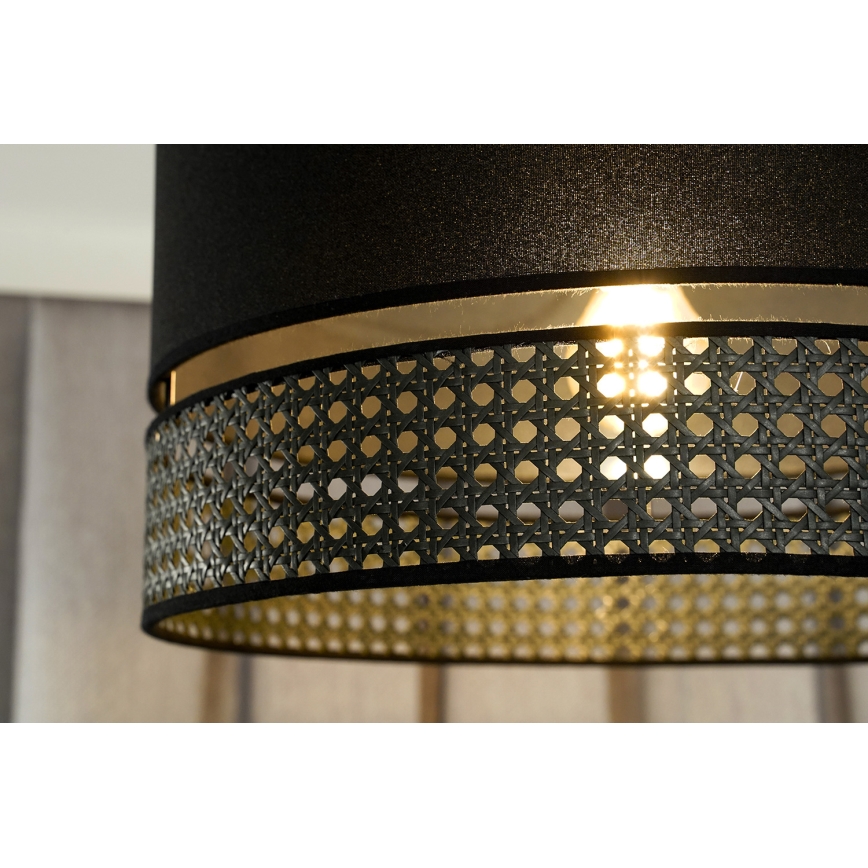Duolla - Lámpara colgante DOUBLE RATTAN 1xE27/15W/230V diá. 40 cm negro