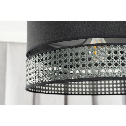 Duolla - Lámpara colgante DOUBLE RATTAN 1xE27/15W/230V diá. 40 cm negro
