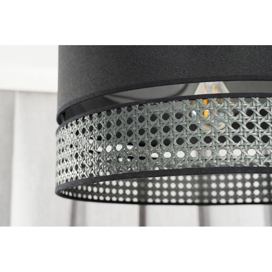 Duolla - Lámpara colgante DOUBLE RATTAN 1xE27/15W/230V diá. 40 cm negro