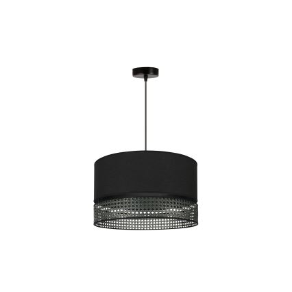Duolla - Lámpara colgante DOUBLE RATTAN 1xE27/15W/230V diá. 40 cm negro