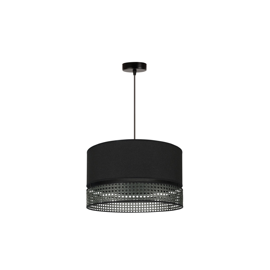 Duolla - Lámpara colgante DOUBLE RATTAN 1xE27/15W/230V diá. 40 cm negro